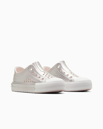 Pink / Silver / White Converse Chuck Taylor All Star Play Lite CX Metallic Kids' Sneakers Singapore | C-57841069