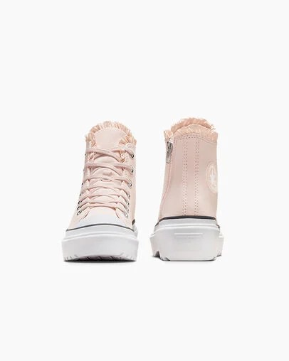 Pink / White Converse Chuck Taylor All Star Lugged Lift Ruffles Kids' Sneakers Singapore | C-09861729