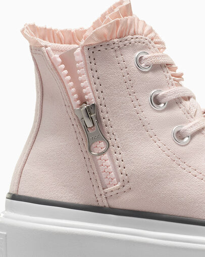 Pink / White Converse Chuck Taylor All Star Lugged Lift Ruffles Kids' Sneakers Singapore | C-13967489