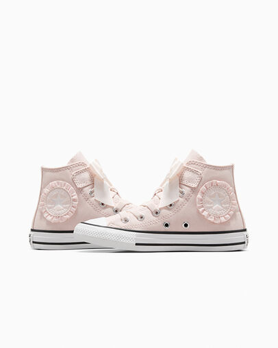 Pink / White Converse Chuck Taylor All Star Ruffles & Bows Easy-On Kids' Sneakers Singapore | C-85392419