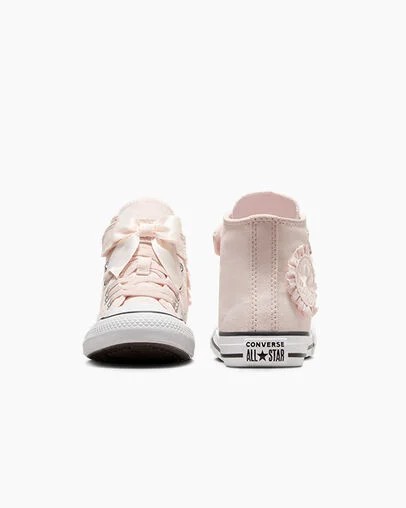 Pink / White Converse Chuck Taylor All Star Ruffles & Bows Easy-On Kids' Sneakers Singapore | C-85392419