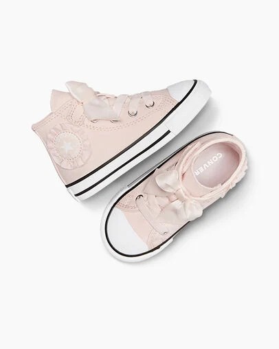 Pink / White Converse Chuck Taylor All Star Ruffles & Bows Easy-On Kids' Sneakers Singapore | C-78152039