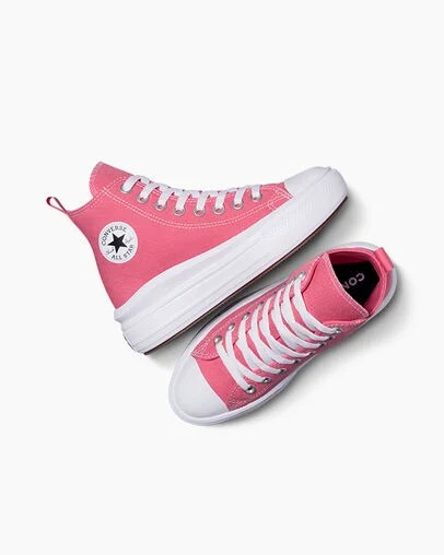 Pink / White / Black Converse Chuck Taylor All Star Move Platform Kids' Canvas Shoes Singapore | C-26537919