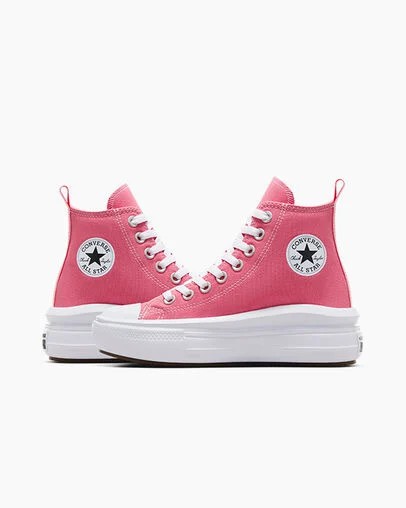 Pink / White / Black Converse Chuck Taylor All Star Move Platform Kids' Canvas Shoes Singapore | C-26537919