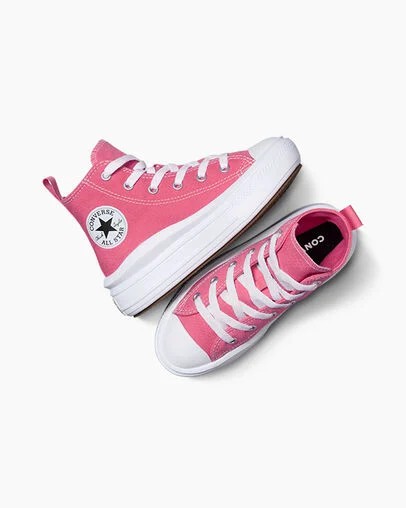 Pink / White / Black Converse Chuck Taylor All Star Move Color Pop Kids' Platform Shoes Singapore | C-98047239