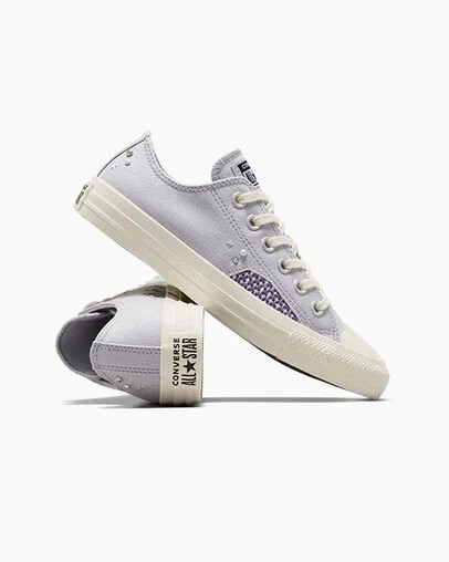 Purple Blue Grey Converse Chuck Taylor All Star Pearls & Studs Women Sneakers Singapore | C-46398579