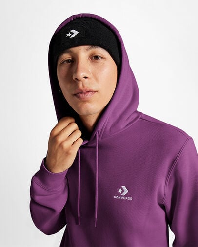 Purple Converse Go-To Embroidered Star Chevron Standard-Fit Fleece Men Hoodie Singapore | C-45867039