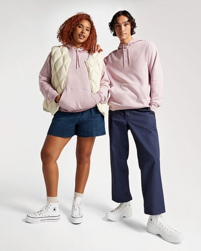 Purple Converse Go-To Embroidered Star Chevron Standard-Fit Fleece Men Hoodie Singapore | C-35290749
