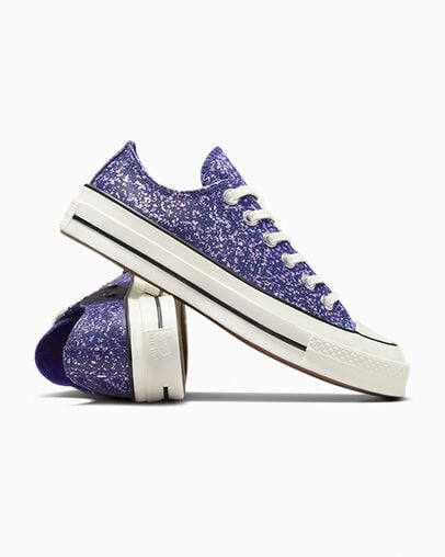 Purple / Black Converse Chuck 70 Glitter Women Sneakers Singapore | C-07395619