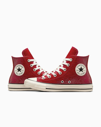 Red Converse Chuck Taylor All Star Crinkled Leather Women Sneakers Singapore | C-65128439
