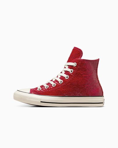 Red Converse Chuck Taylor All Star Crinkled Leather Women Sneakers Singapore | C-30418279