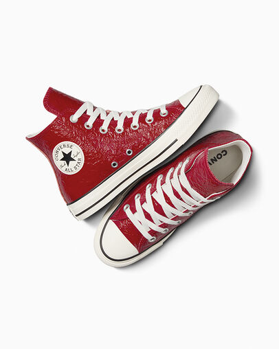 Red Converse Chuck Taylor All Star Crinkled Leather Women Sneakers Singapore | C-30418279