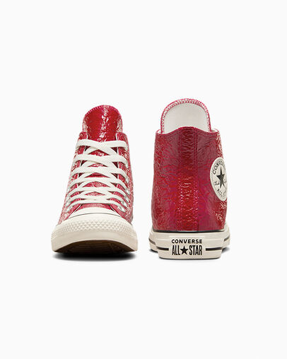 Red Converse Chuck Taylor All Star Crinkled Leather Women Sneakers Singapore | C-30418279