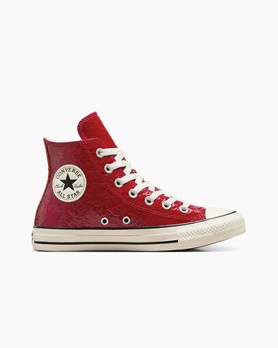 Red Converse Chuck Taylor All Star Crinkled Leather Women Sneakers Singapore | C-30418279
