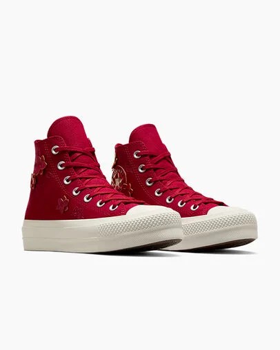 Red Converse Chuck Taylor All Star Lift 3D Florals Women Sneakers Singapore | C-75269309