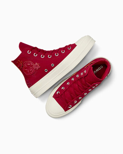 Red Converse Chuck Taylor All Star Lift 3D Florals Women Sneakers Singapore | C-75269309