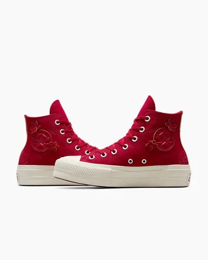Red Converse Chuck Taylor All Star Lift 3D Florals Women Sneakers Singapore | C-71032599