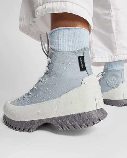 Silver / Grey Converse Chuck Taylor All Star Lugged 2.0 Platform Leather Women Boots Singapore | C-53480199