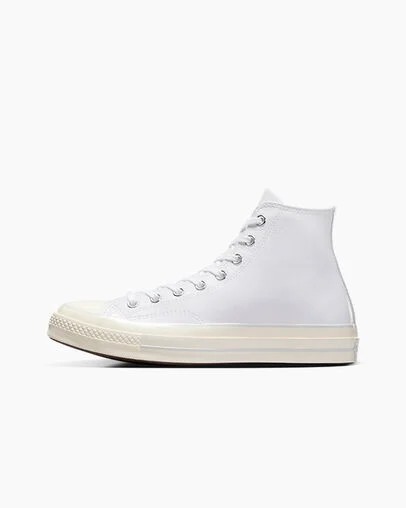 White Converse Chuck 70 Leather Men Sneakers Singapore | C-49276819