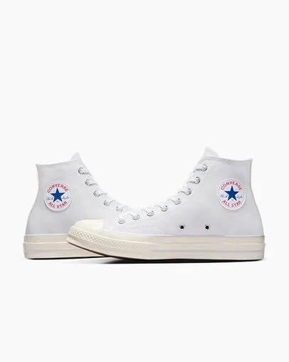 White Converse Chuck 70 Leather Men Sneakers Singapore | C-49276819