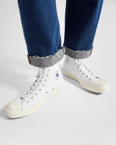 White Converse Chuck 70 Leather Men Sneakers Singapore | C-49276819
