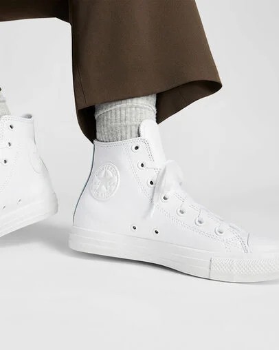 White Converse Chuck Taylor All Star Leather Men Sneakers Singapore | C-27518949