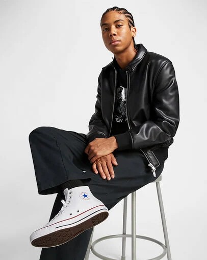 White Converse Chuck Taylor All Star Leather Men Sneakers Singapore | C-92375189