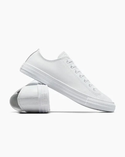 White Converse Chuck Taylor All Star Leather Women Tennis Shoes Singapore | C-87645109