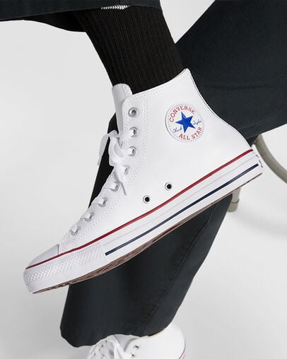 White Converse Chuck Taylor All Star Leather Women Sneakers Singapore | C-41596289