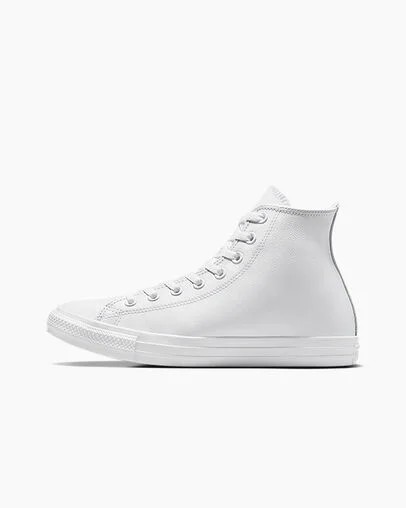 White Converse Chuck Taylor All Star Leather Women Sneakers Singapore | C-02148569