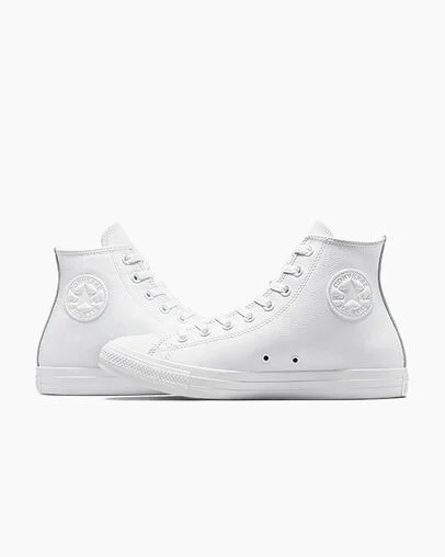 White Converse Chuck Taylor All Star Leather Women Sneakers Singapore | C-02148569