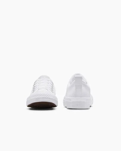 White Converse Chuck Taylor All Star Malden Street Leather Kids' Sneakers Singapore | C-09823679
