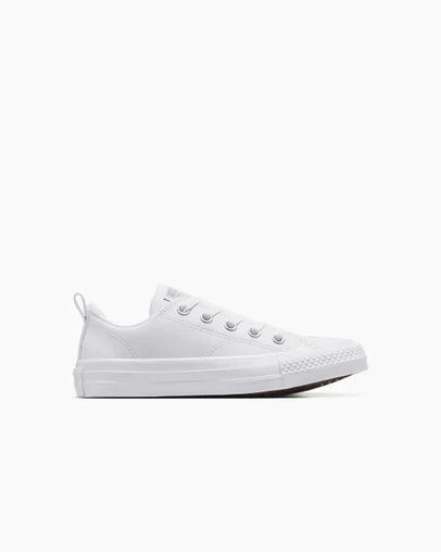 White Converse Chuck Taylor All Star Malden Street Leather Kids\' Sneakers Singapore | C-09823679
