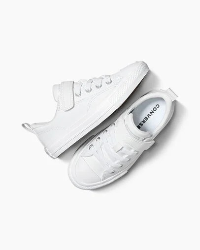 White Converse Chuck Taylor All Star Malden Street Leather Kids' Sneakers Singapore | C-50367489