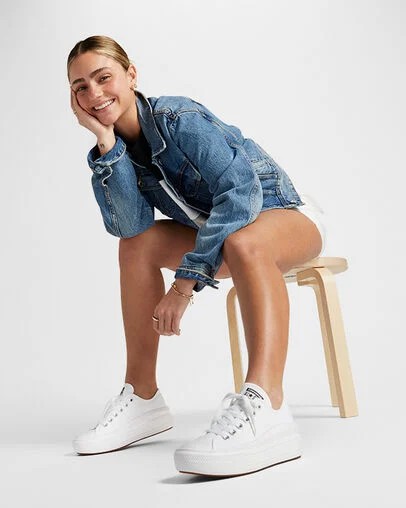 White Converse Chuck Taylor All Star Move Women Canvas Shoes Singapore | C-65193409