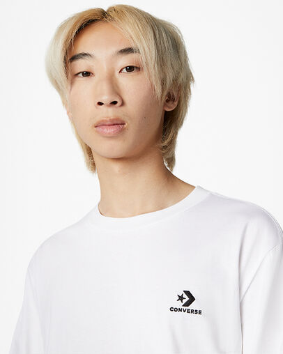 White Converse Go-To Embroidered Star Chevron Standard-Fit Men T Shirts Singapore | C-74065319