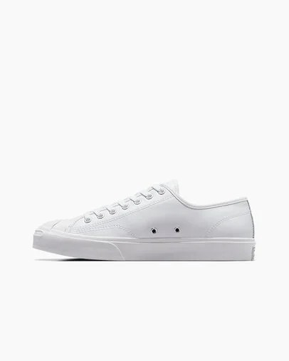 White Converse Jack Purcell Leather Women Tennis Shoes Singapore | C-07912859