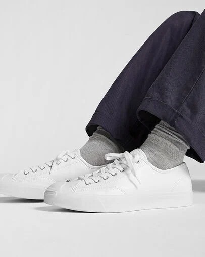 White Converse Jack Purcell Leather Women Tennis Shoes Singapore | C-07912859