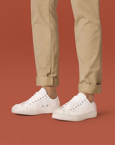 White Converse Jack Purcell Leather Women Tennis Shoes Singapore | C-07912859