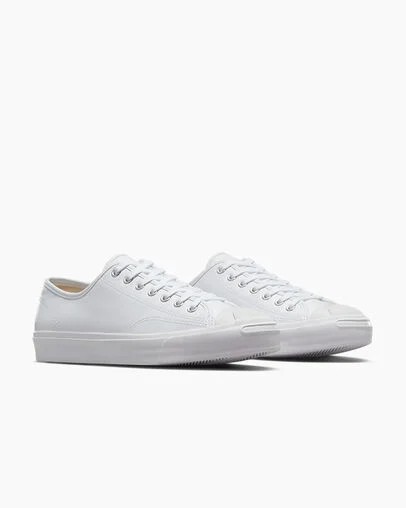 White Converse Jack Purcell Leather Women Tennis Shoes Singapore | C-07912859
