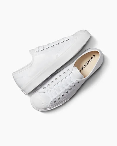 White Converse Jack Purcell Leather Women Tennis Shoes Singapore | C-07912859
