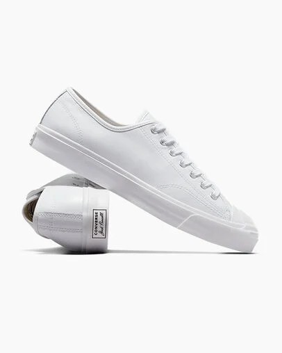White Converse Jack Purcell Leather Women Tennis Shoes Singapore | C-07912859