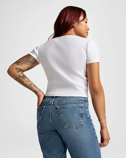 White Converse Ribbed Slim Women T Shirts Singapore | C-49027159