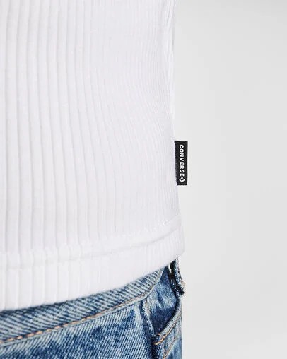 White Converse Ribbed Slim Women T Shirts Singapore | C-49027159