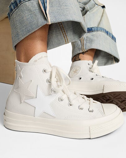 White / Beige Converse Chuck 70 Stars Men Sneakers Singapore | C-16938549