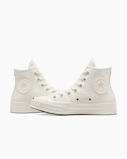 White / Beige Converse Chuck 70 Stars Women Sneakers Singapore | C-82740539