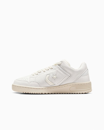 White / Beige Converse Weapon Mono Leather Women Basketball Shoes Singapore | C-12659749