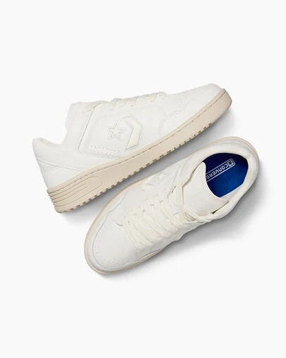 White / Beige Converse Weapon Mono Leather Women Basketball Shoes Singapore | C-12659749