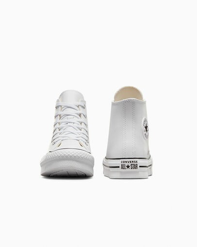 White / Beige White / Black Converse Chuck Taylor All Star EVA Lift Leather Kids' Platform Shoes Singapore | C-73540269