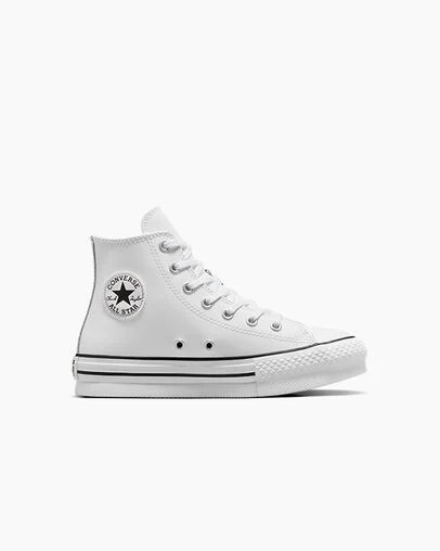 White / Beige White / Black Converse Chuck Taylor All Star EVA Lift Leather Kids\' Platform Shoes Singapore | C-73540269